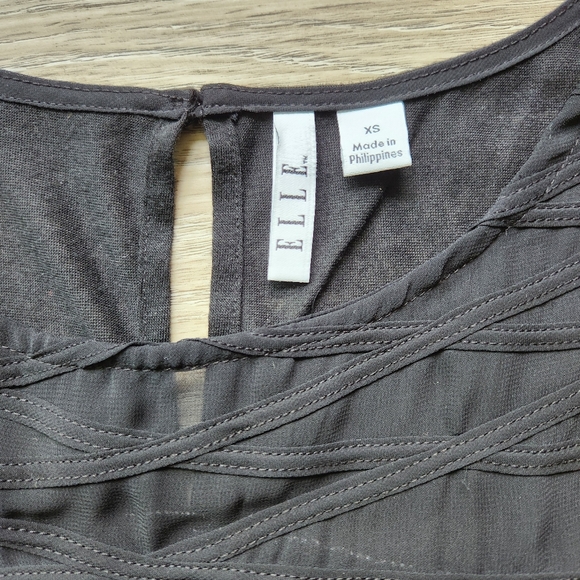 Elle Black Top Womens Xs Sleeveless Semi Sheer Flowy Summer Beach - Picture 4 of 9